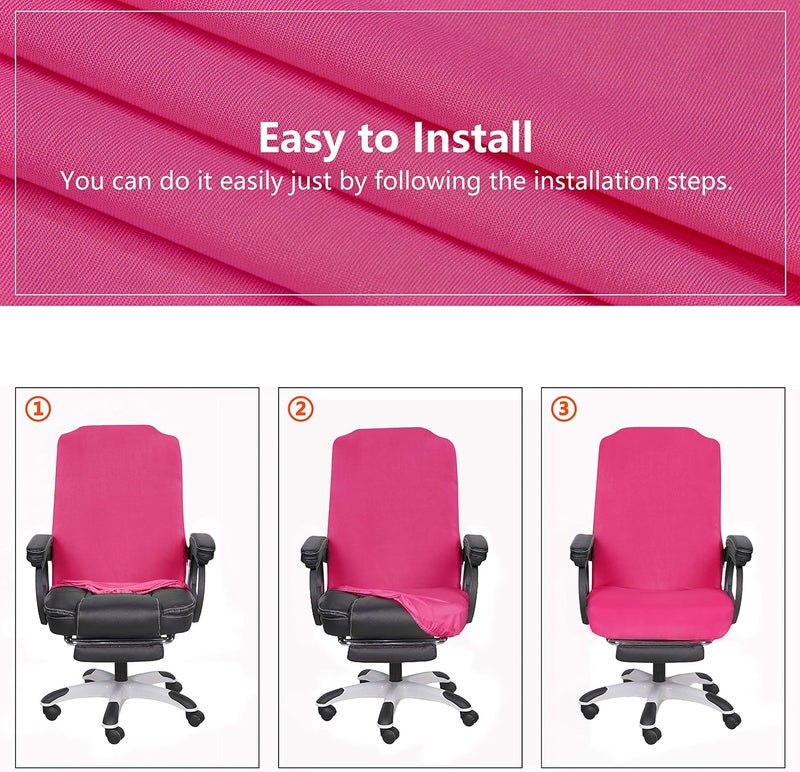 SARAFLORA Office Chair Cover - Medium, Dark Pink - Removable Computer Chair Cover with Zipper for Universal Rotating Chair Desk Chair Seat Washable Protector for Pet - Image 5