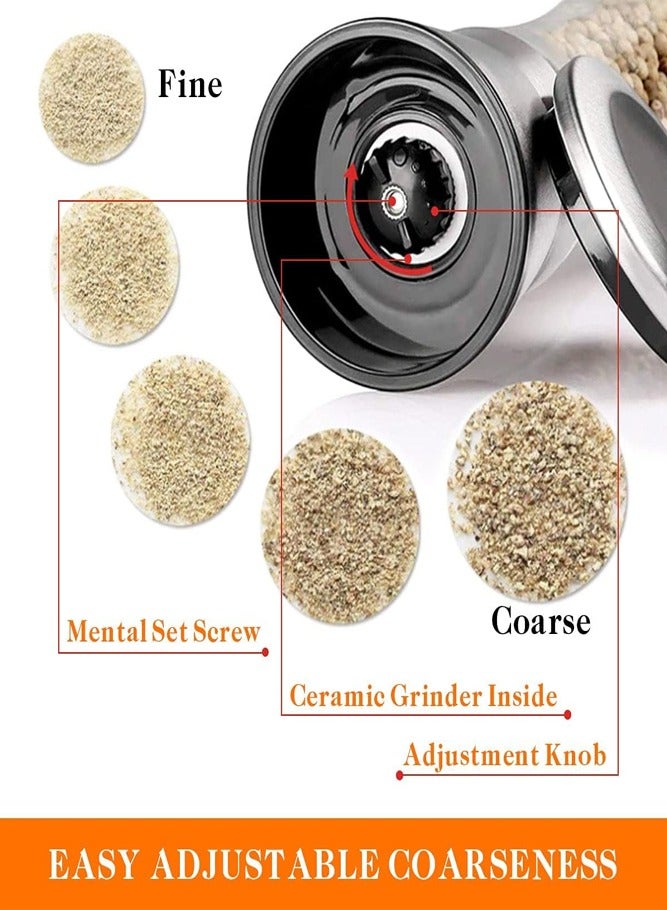 AMERTEER 2-Pack Stainless Steel Salt & Pepper Grinder Set – Refillable Glass Mills with Adjustable Coarseness - Image 3