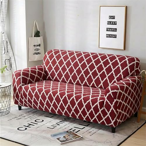 B BESTILO Sofa Cover 3 Seater Fully Covered Universal 3 Seater Sofa Cover Non-Slip Sticky Elastic Stretchable Sofa Set Imported Slipcover Protector (Triple Seater) Sofa Cover, Burgundy (190-230 cm) - Image 1