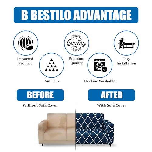 B BESTILO Sofa Cover 3 Seater Fully Covered Universal 3 Seater Sofa Cover Non-Slip Sticky Elastic Stretchable Sofa Set Imported Slipcover Protector (Triple Seater) Sofa Cover, Burgundy (190-230 cm) - Image 3