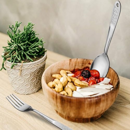 Parage 25 Pieces Pretty Premium Stainless Steel Cutlery Set for Home & Kitchen (Contains: 6 Dinner Spoons, 6 Tea Spoons, 6 Forks, 6 Soup Spoons) - Spoon Set for Dining Tableware Stylish, Silver - Image 5