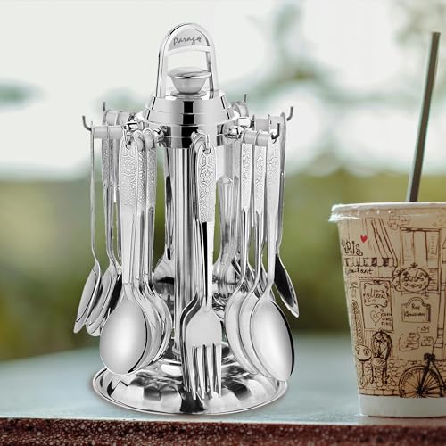 Parage 25 Pieces Pretty Premium Stainless Steel Cutlery Set for Home & Kitchen (Contains: 6 Dinner Spoons, 6 Tea Spoons, 6 Forks, 6 Soup Spoons) - Spoon Set for Dining Tableware Stylish, Silver - Image 1
