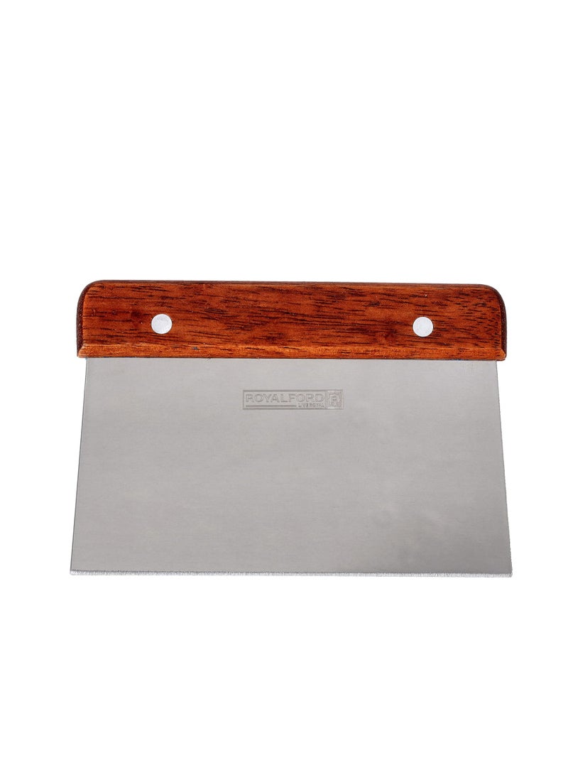 Raxoom 6 Inch Kitchen Scraper Stainless Steel Blade Wooden Handle Shock Resistant Dishwasher Safe Ideal For Scrap, Slice, Scoop, Cut, Chop, Multi - Image 1