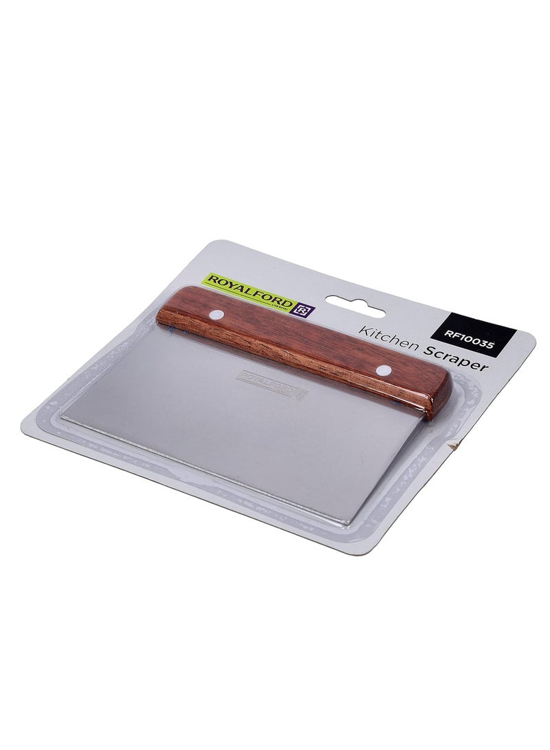 Raxoom 6 Inch Kitchen Scraper Stainless Steel Blade Wooden Handle Shock Resistant Dishwasher Safe Ideal For Scrap, Slice, Scoop, Cut, Chop, Multi - Image 4