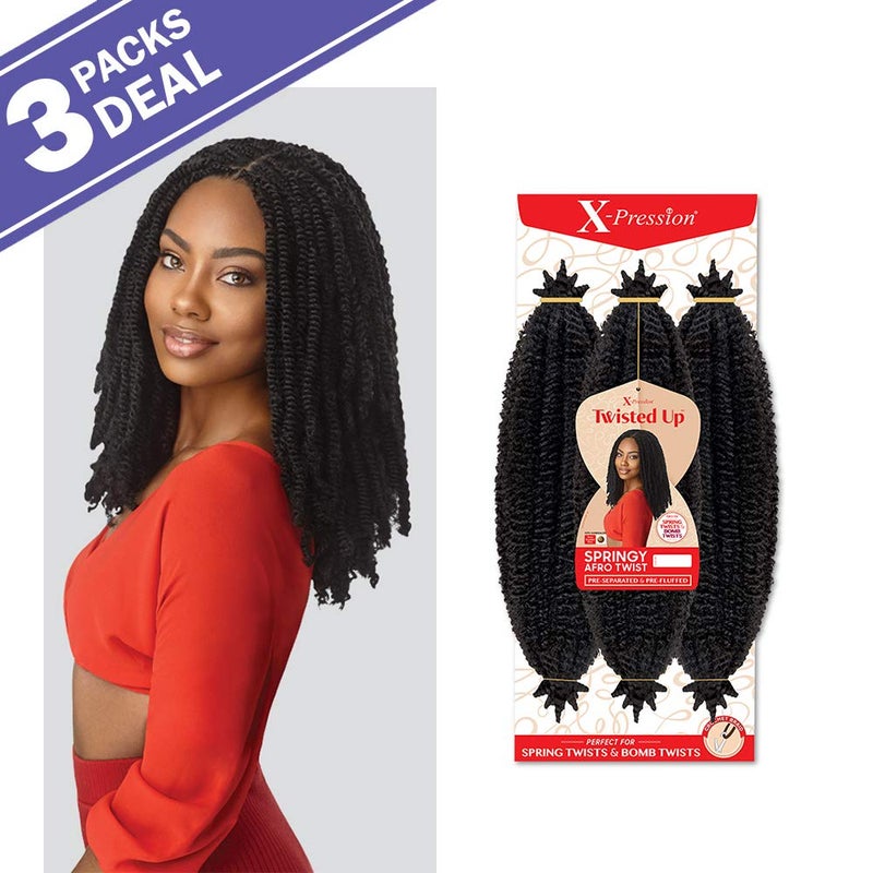 x-pression MULTI PACK DEALS! Outre Synthetic Braid - X PRESSION TWISTED UP SPRINGY AFRO TWIST 16 (3-PACK, 1B) - Image 2