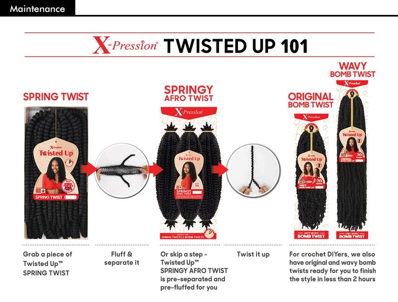 x-pression MULTI PACK DEALS! Outre Synthetic Braid - X PRESSION TWISTED UP SPRINGY AFRO TWIST 16 (3-PACK, 1B) - Image 5