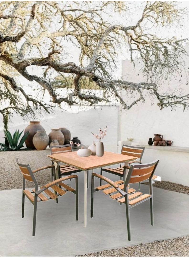 Schondor Furniture Dusseldorf | 4 Seater | Outdoor Furniture | Outdoor Dining Set | Tables & Chairs | Made in Aluminum Cast | Perfect for Any Outdoor Space | Backyard | Patio | Garden  - Image 1