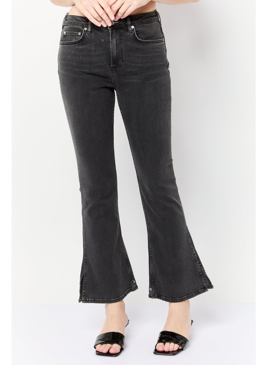 Scotch & Soda Women Regular Fit Washed Stretchable Flare Jeans, Grey  - Image 1