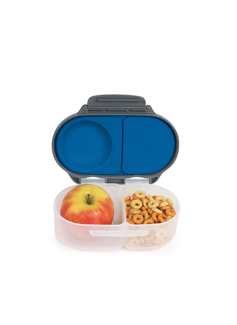 b.box b.box Snack Box for Kids & Toddlers: 2 Compartment Snack Containers  Mini Bento Box  Lunch Box. Leak Proof  BPA free  Dishwasher safe. School Supplies. Ages 4 months+ (Blue Slate  12oz capacity)  - Image 1