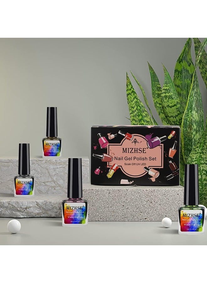 ميزسي طلاء أظافر جل حبر مائي طلاء أظافر جل مزهر طلاء أظافر رخامي مجموعة زهور تأثير الألوان المائية مجموعة مانيكير فنية بتصميم خريفي - Image 4