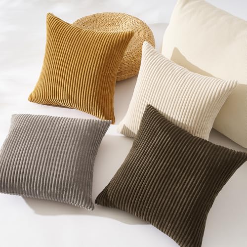Topfinel Decorative Brown Throw Pillow Covers Cushion Cases Set of 4 Soft Velvet Modern DoubleSided Designs Terracotta Home Decor Fall Style Throw Pillows 20x20 inches - Image 3