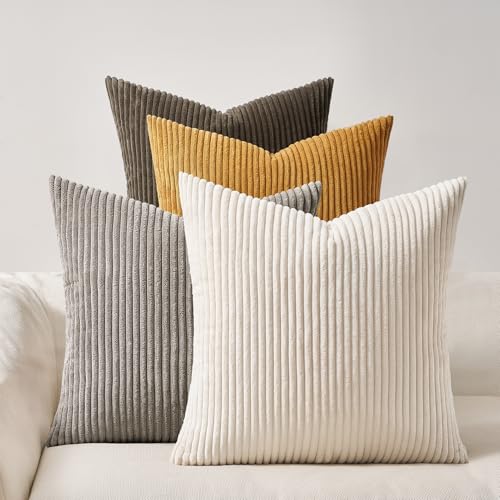 Topfinel Decorative Brown Throw Pillow Covers Cushion Cases Set of 4 Soft Velvet Modern DoubleSided Designs Terracotta Home Decor Fall Style Throw Pillows 20x20 inches - Image 1