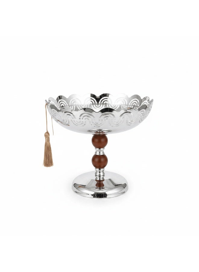 AKDC Silver & Brown Metal Footed Candy Bowl - 24x25 cm - Image 3