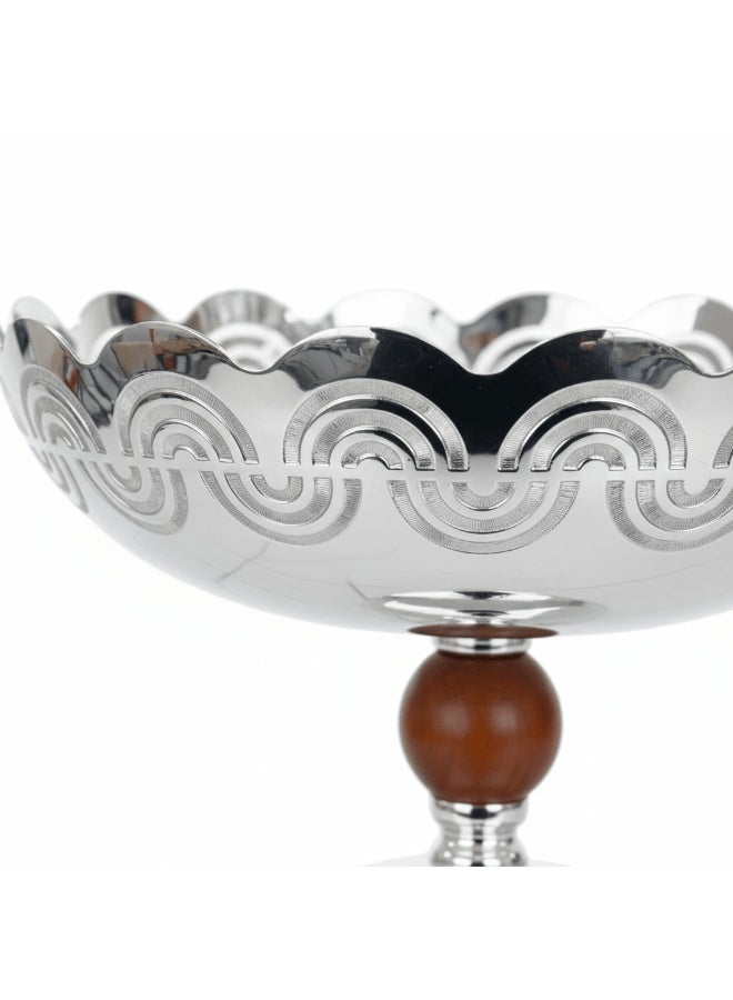 AKDC Silver & Brown Metal Footed Candy Bowl - 24x25 cm - Image 2
