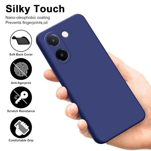 SBMS Silicone Back Cover Case for Vivo V60e 5G | Soft Micro-Fibre Lining Inside | Camera Protection Bump | Shockproof Back Cover Case for Vivo V60e 5G (Candy Cloth_Blue) - Image 3