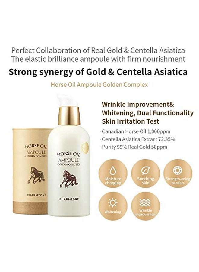 تشارمزون أمبولة الوجه الخفيفة المرطبة المكثفة من CHARMZONE Mayu Horse Oil and Gold بمركب ذهبي، هدية لجميع أنواع البشرة (100 مل/3.38 أونصة سائلة) - Image 5