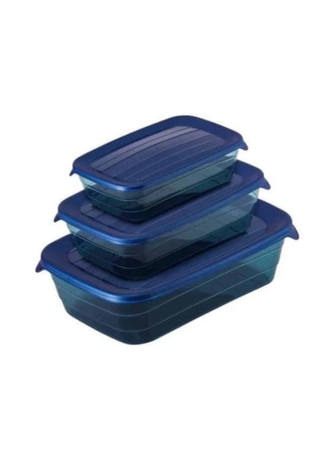 max plast Max Plast rectangle Food Container Set of 3 Different Sizes (250-500- 900 ml) - Multi Color  - Image 1