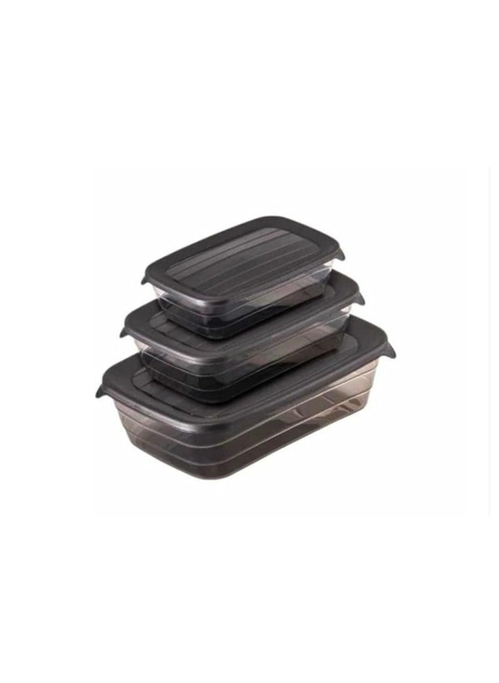 max plast Max Plast rectangle Food Container Set of 3 Different Sizes (250-500- 900 ml) - Multi Color  - Image 3