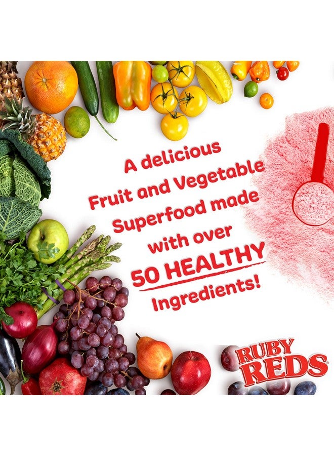 نيو فايتالتي روبي ريدز | مسحوق ريدز اللذيذ مكمل غذائي من الفواكه والخضروات يحتوي على فيتامينات ومعادن وإنزيمات وأعشاب ومغذيات وبروبيوتيك قوية لصحة عامة 11 أونصة (30 وجبة) - Image 2