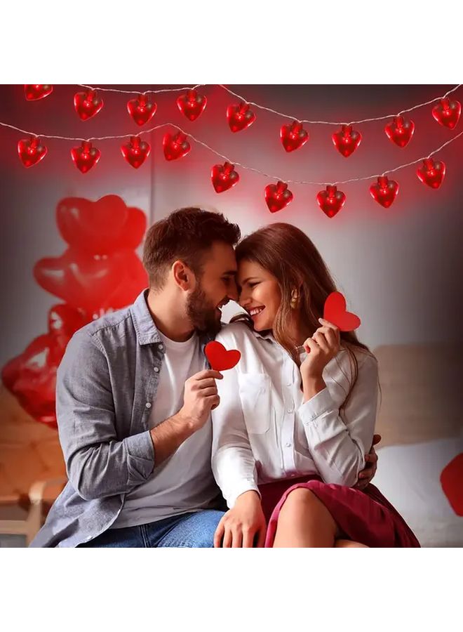 أضواء سلسلة القلب الأحمر 10 لمبة LED 59 بوصة تعمل بالبطارية ديكور حفلة عيد الحب - Image 4