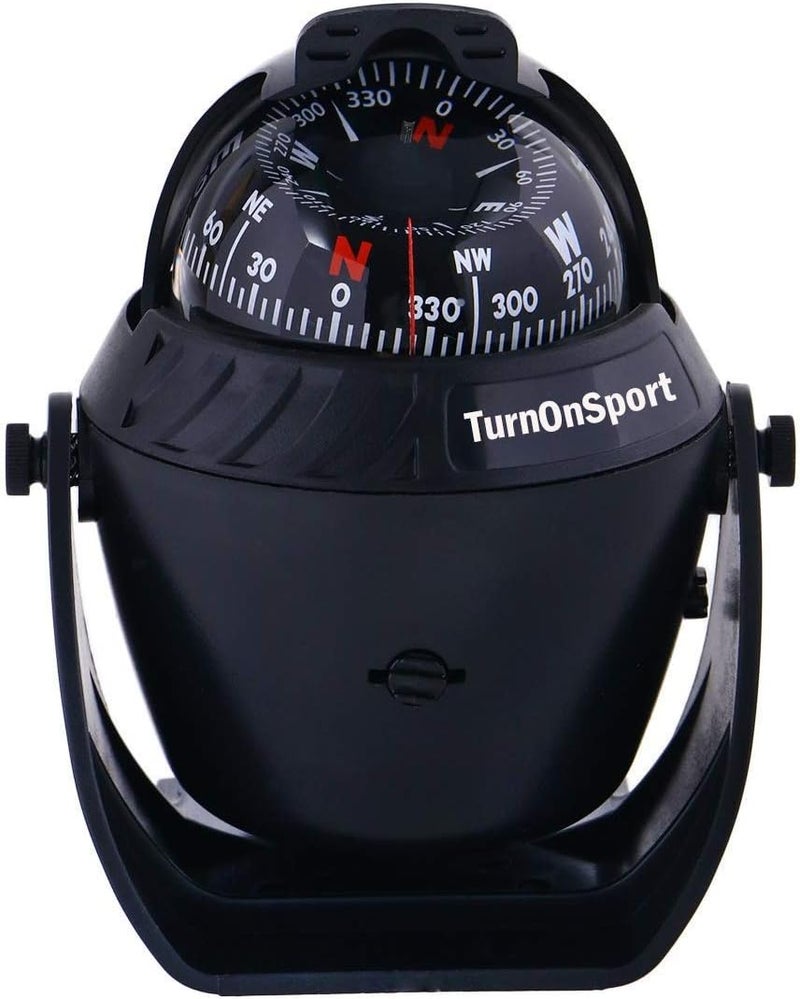 TurnOnSport بوصلة قارب مثبتة على لوحة التحكم - بوصلة بحرية مثبتة على السطح - بوصلة إلكترونية بحرية للسفن - بوصلة مضاءة على لوحة التحكم - Image 1