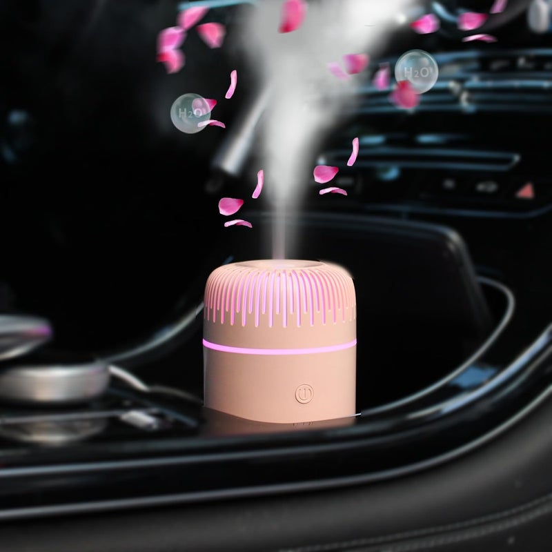 UNEE Car Aroma Diffuser 100ml Sunshine Humidifier Aromatherapy Essential Oil Diffuser USB Cool Mist Mini Diffuser for Car Home Office Bedroom (Pink) - Image 1