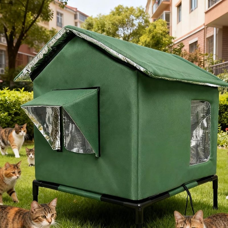 Outdoor Cat House Winter Warm Insulated Shelter 45x40x55cm Weather Resistant - Image 4