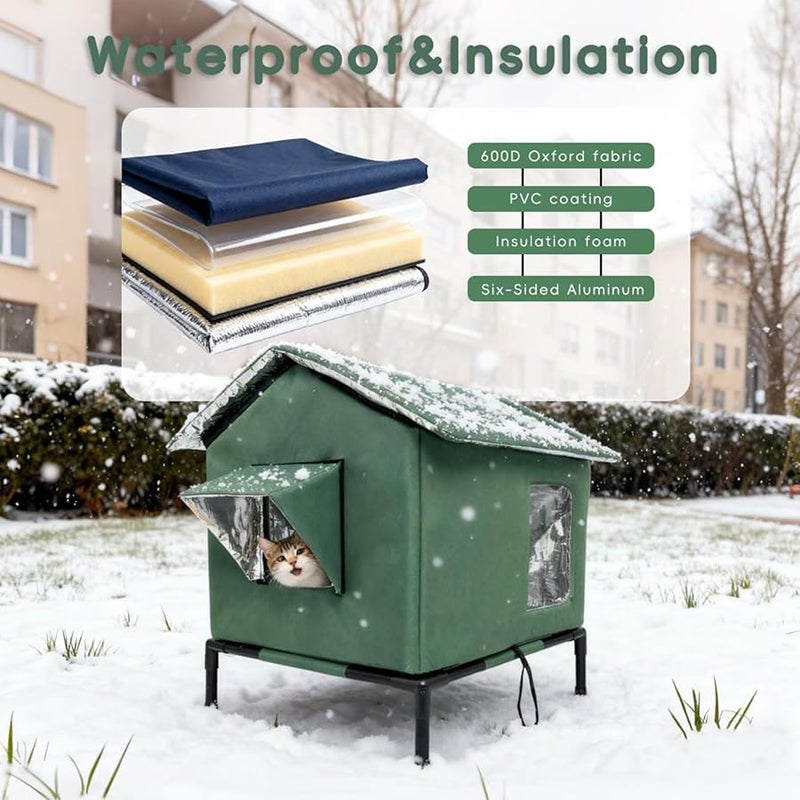 Outdoor Cat House Winter Warm Insulated Shelter 45x40x55cm Weather Resistant - Image 5