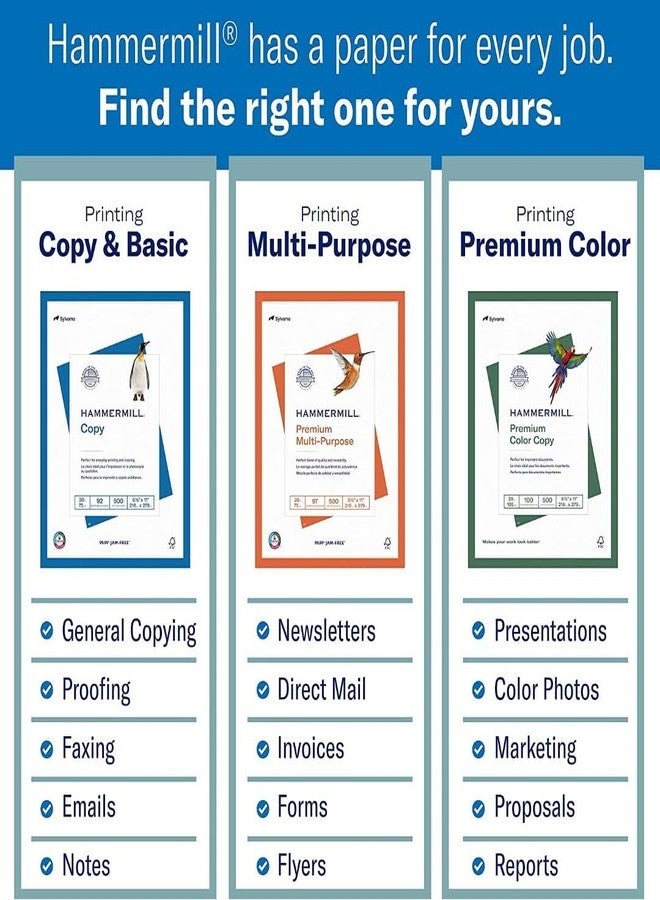 Hammermill Printer Paper, 20 lb Copy Paper, 8.5 x 14 - 1 Ream (500 Sheets) - 92 Bright, Made in the USA, 105015R - Image 3