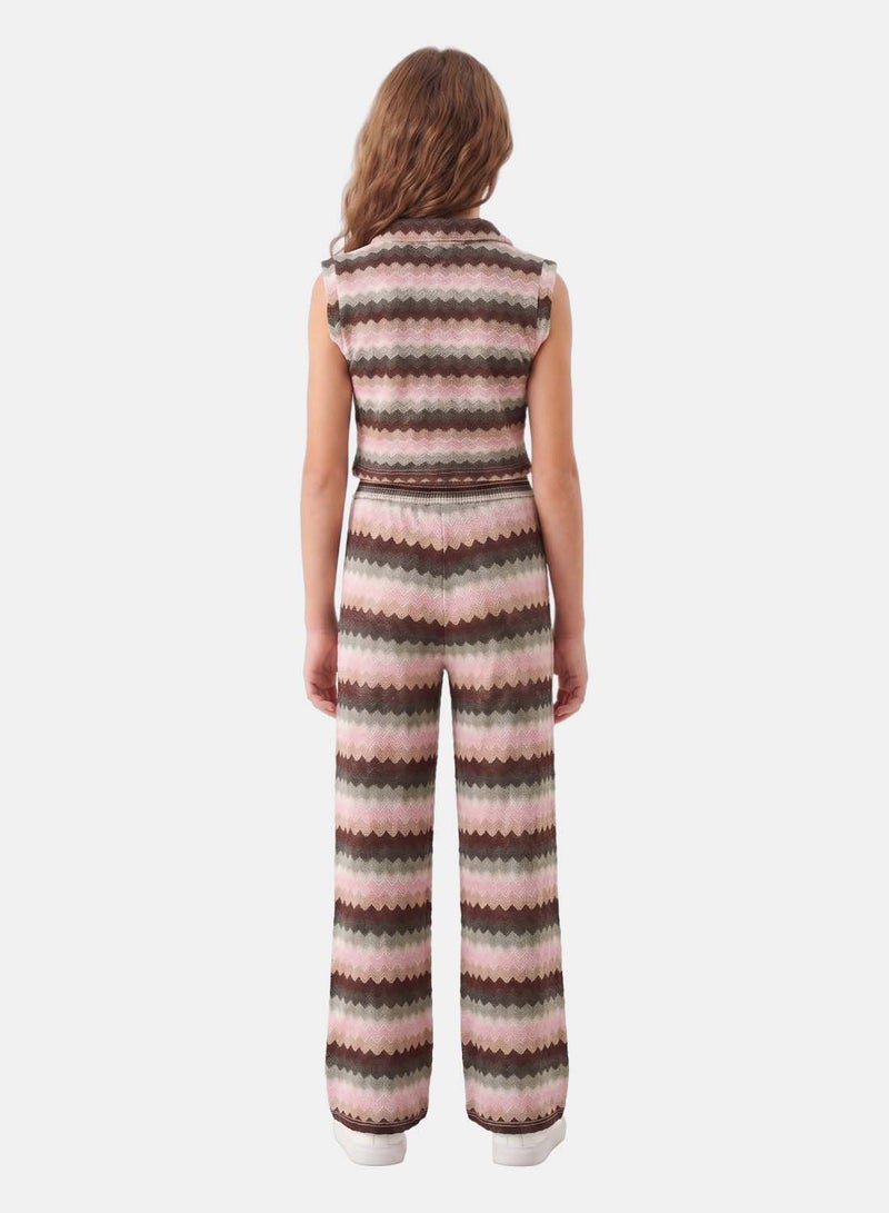 FOREVER 21 Girls' Zigzag Knit Cropped Shirt and Wide-Leg Pants Set - Image 2