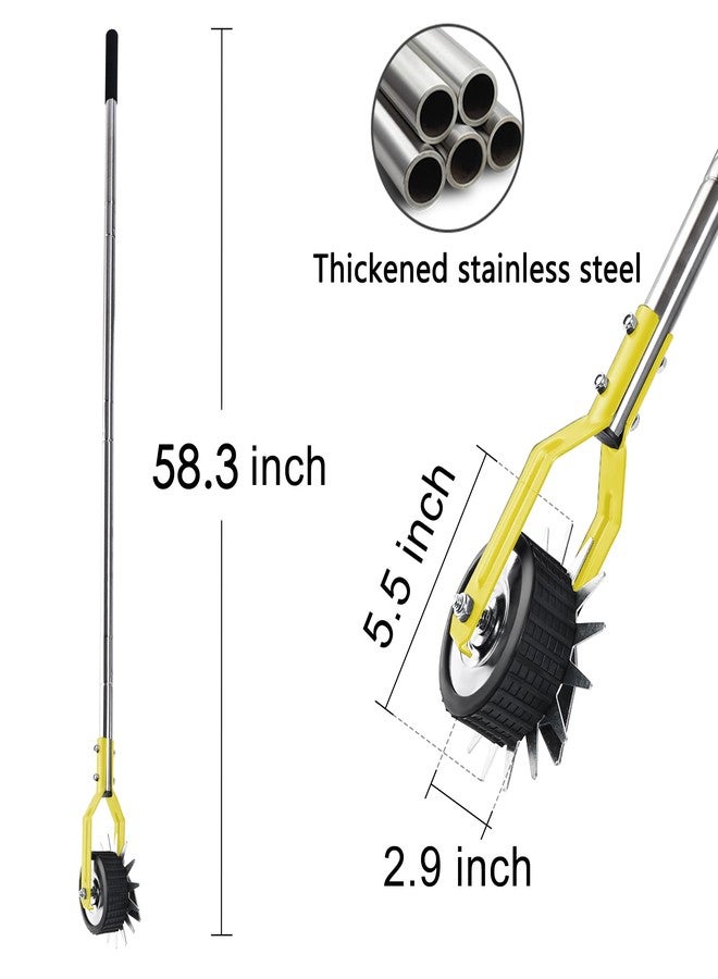 BARAYSTUS Wheel Rotary Edger, Rotary Shear, Sidewalk Manual Lawn Edger, Strong 3 Sections Stainless Steel Handle with Cushion Grip, 58.3-Inch - Image 4