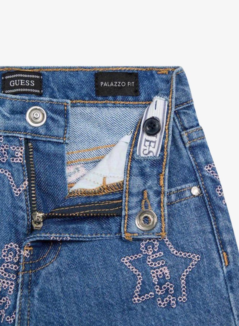 GUESS Infant Rigid Denim Palazzo Pants - Image 4