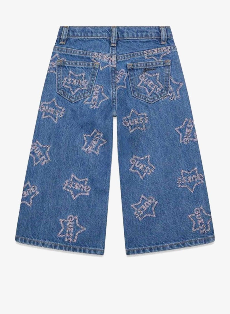 GUESS Infant Rigid Denim Palazzo Pants - Image 3