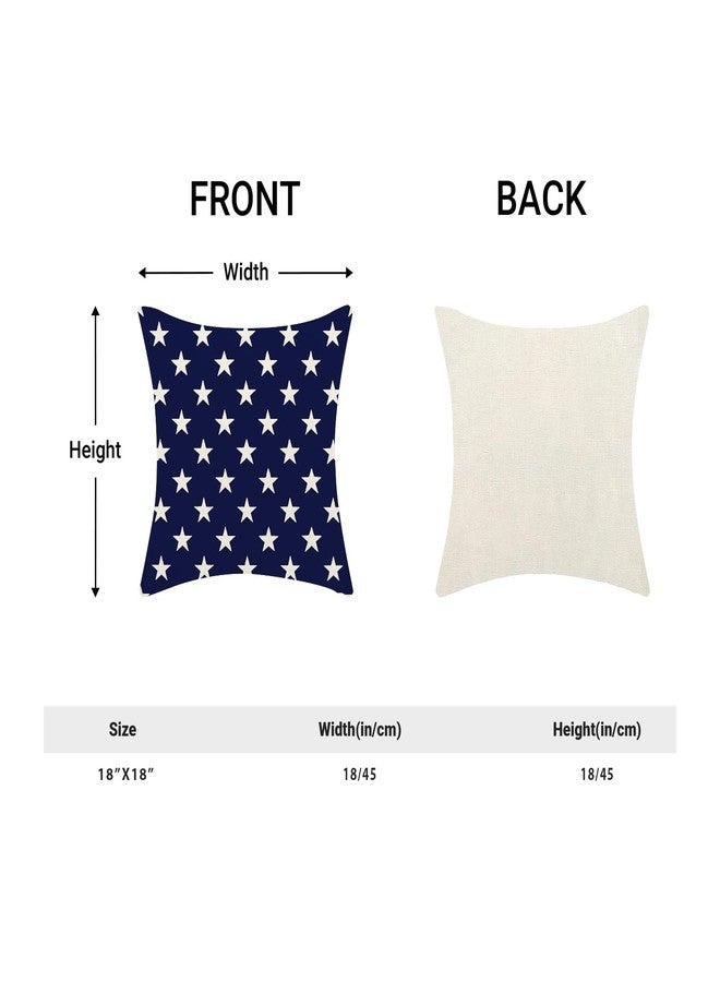 Sorktse 4th of July Pillow Covers 18 x 18 Inch Set of 2 Patriotic Red Stripe Navy Blue Stars Throw Pillows Independence Day Memorial Day Outdoor Decorative Pillowcase Linen Cushion Cases for Bed Sofa Couch - Image 5