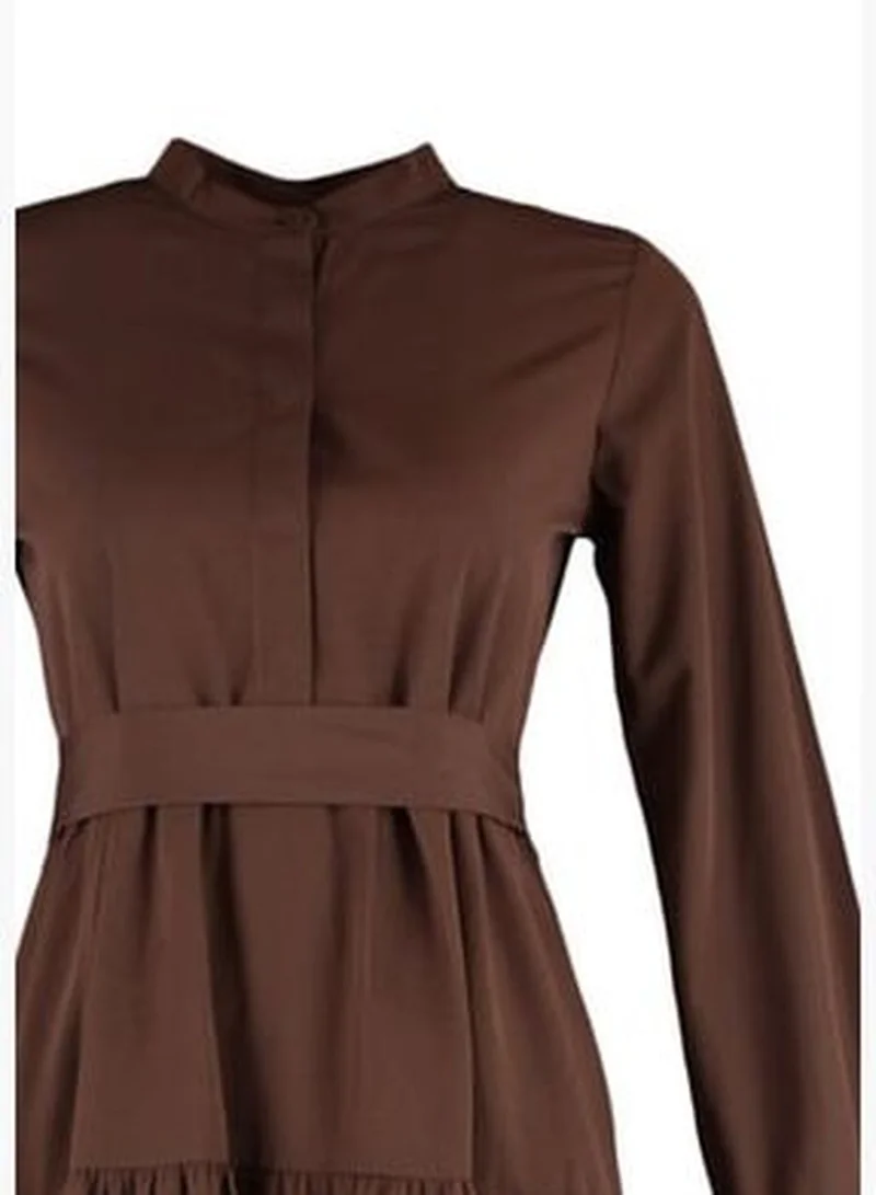 trendyol Tiered Brown Dress