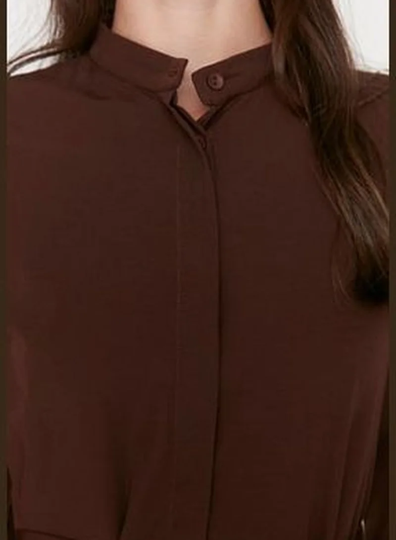 trendyol Tiered Brown Dress
