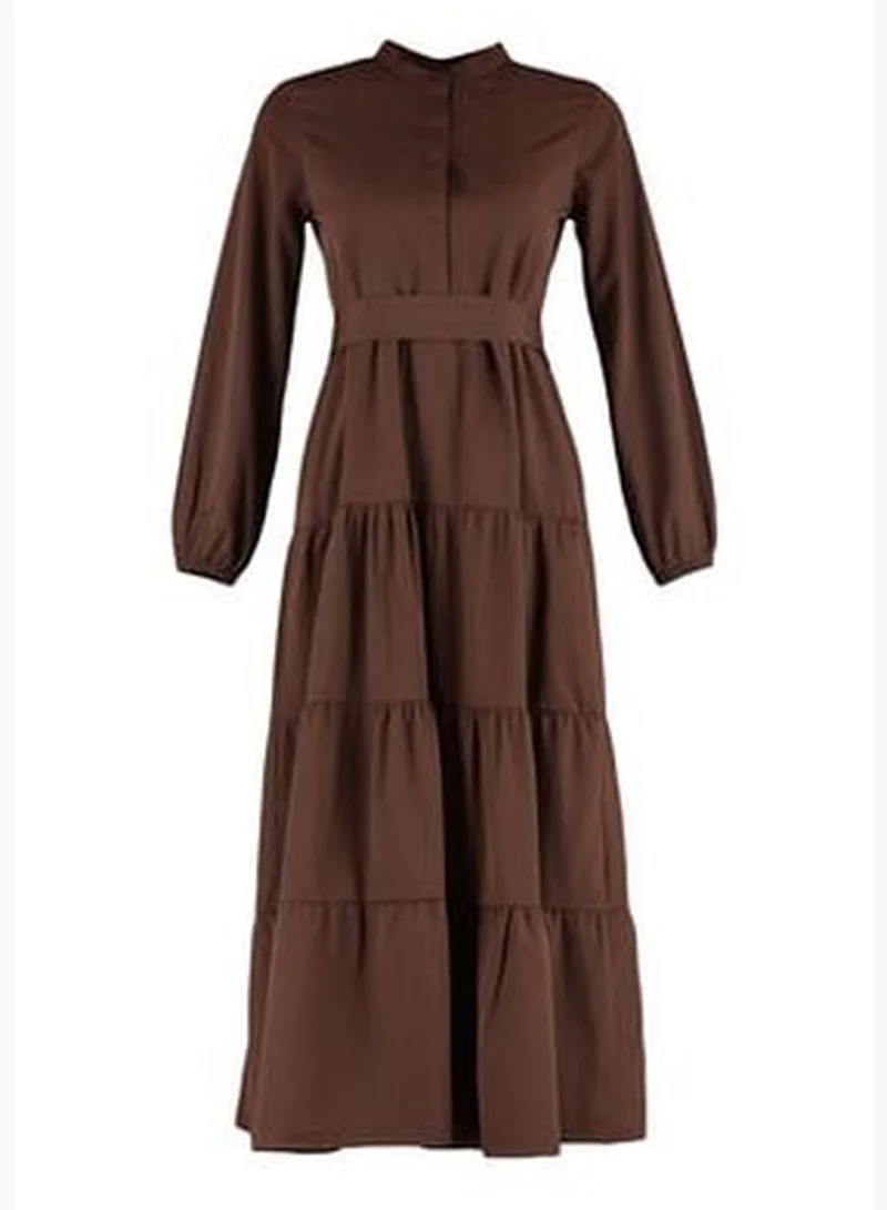 trendyol Tiered Brown Dress