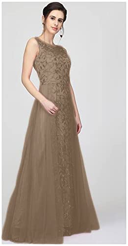 PATLANI Women's Net Embroidery Aline-Flered Gown Dress for Women Full Stitched Gown Ready to wear.(All Over-Chocolate-XXL) - Image 3