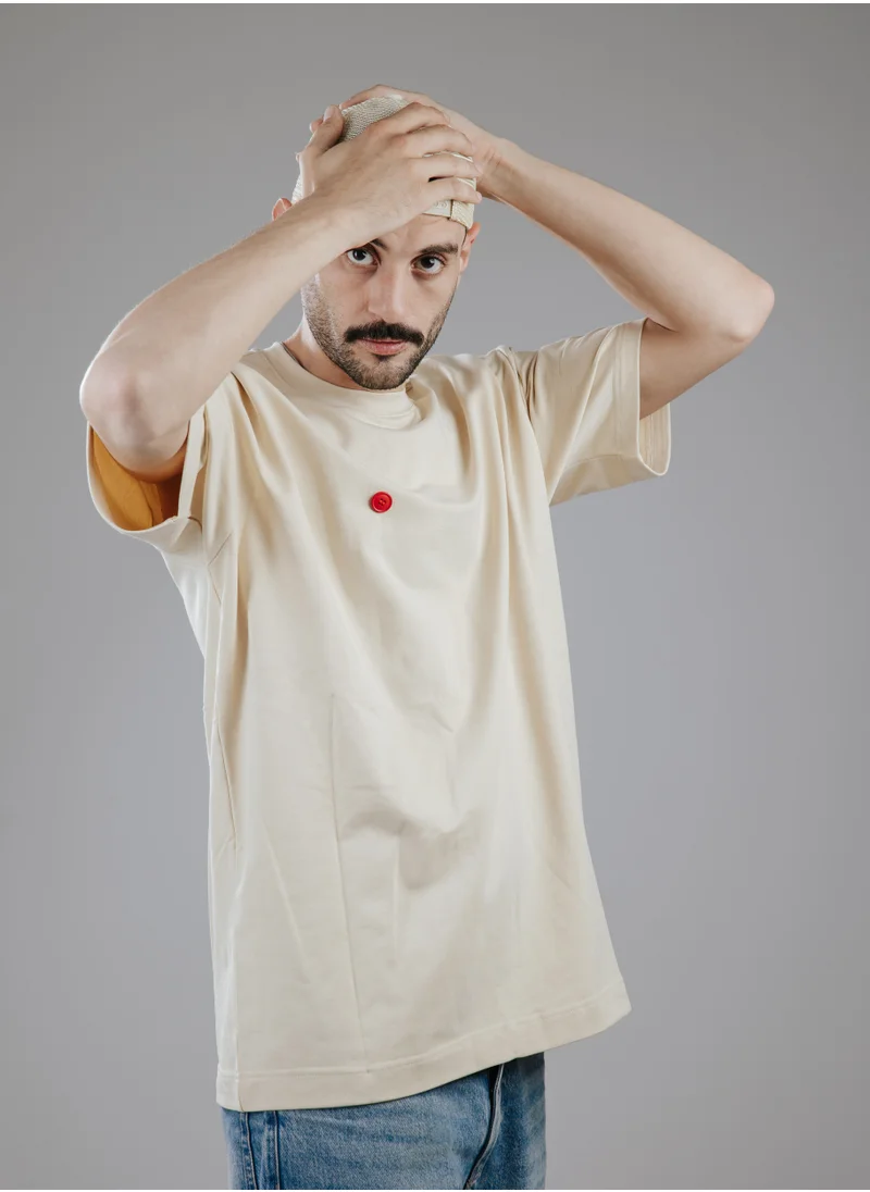 سناج فيس SnugFace The Button Basic Tshirts, Beige, SF15-6BEI-S