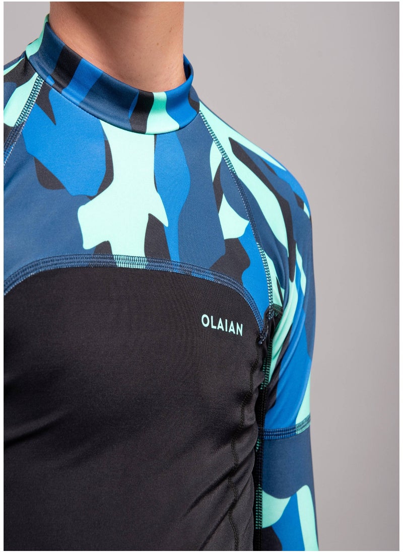 OLAIAN OLAIAN by DECATHLON, Boy’s short-sleeved anti-UV T-shirt - 500 Camo black blue  - Image 2