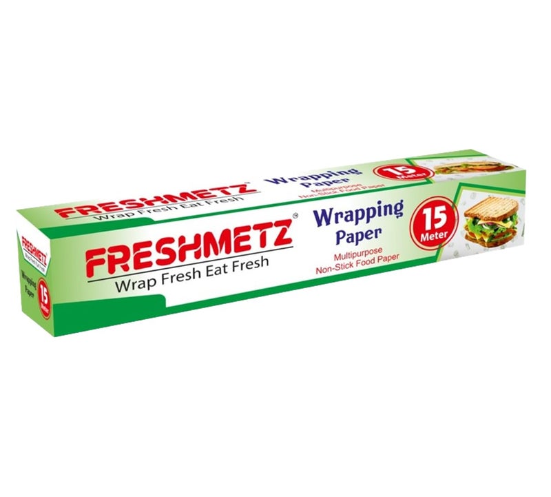 FRESHMETZ Freshmetz Food Wrapping Paper Roll 10 5 Meter Pack of 1 Premium NonStick Butter PaperOven Safe Parchment PaperPreheatableOilproof Reusable Wrap for Food Roti Paratha Sandwich Paper