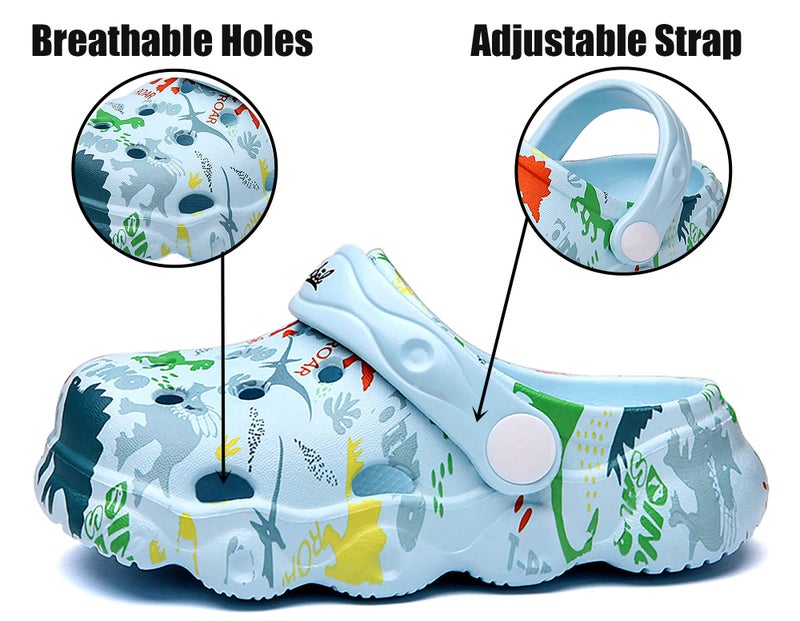 INMINPIN Kids Cute Clogs Cartoon Garden Shoes Boys Girls Slides Slippers Indoor Outdoor Children Water Shower Beach Pool Sandals,Sky Blue,12-12.5 Little Kids,Kids - Image 2