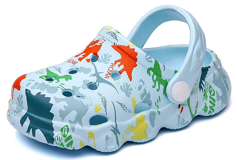 INMINPIN Kids Cute Clogs Cartoon Garden Shoes Boys Girls Slides Slippers Indoor Outdoor Children Water Shower Beach Pool Sandals,Sky Blue,12-12.5 Little Kids,Kids - Image 1