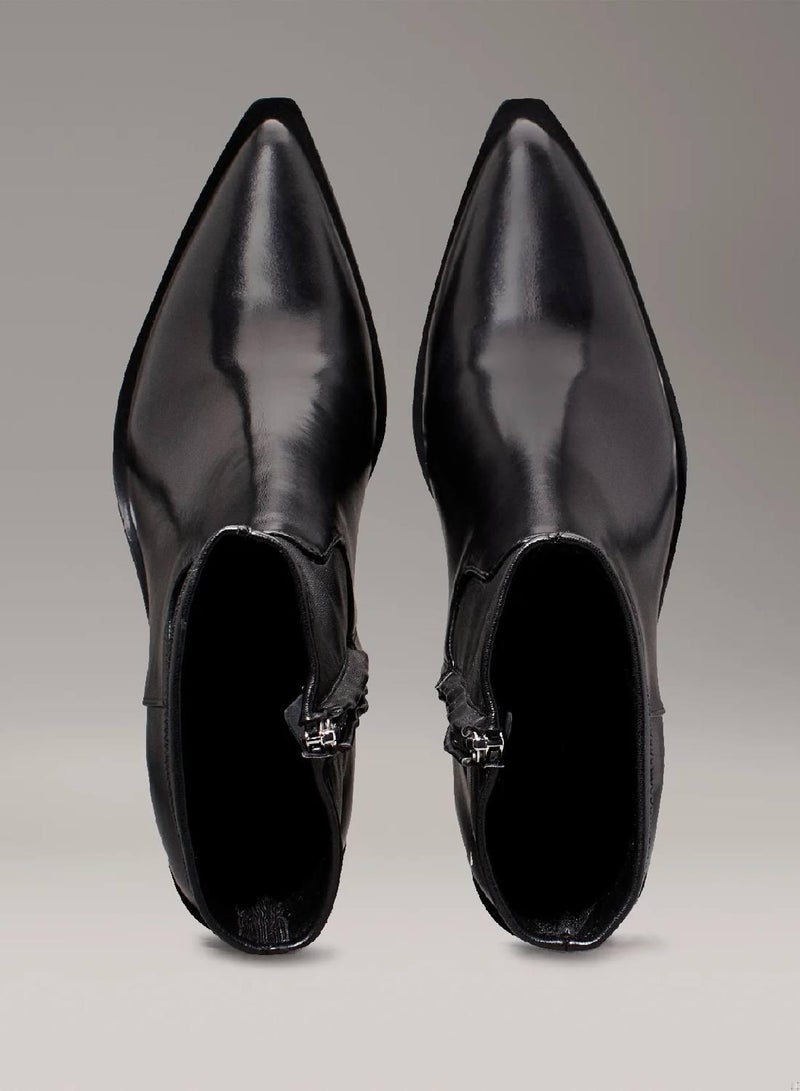 CALVIN KLEIN Leather Stretch Cowboy Boots - Image 3