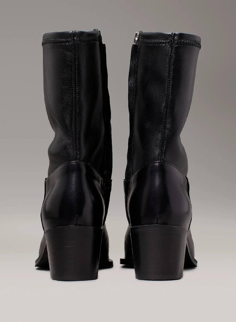 CALVIN KLEIN Leather Stretch Cowboy Boots - Image 4