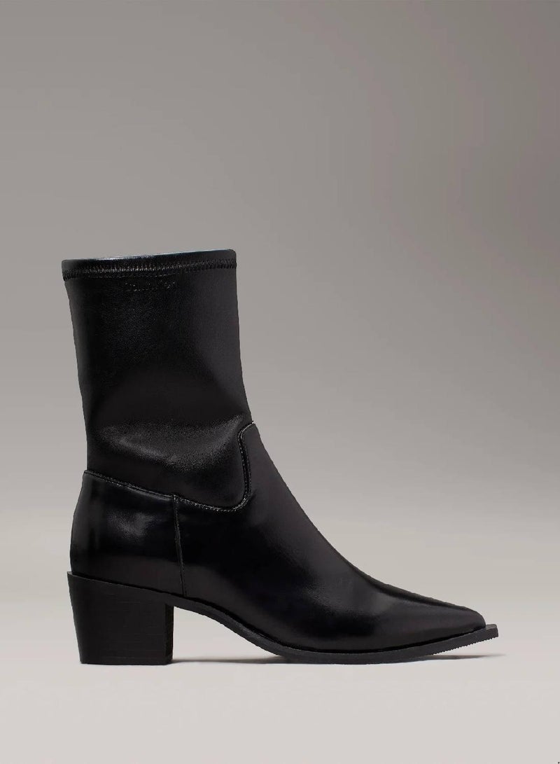 CALVIN KLEIN Leather Stretch Cowboy Boots - Image 1