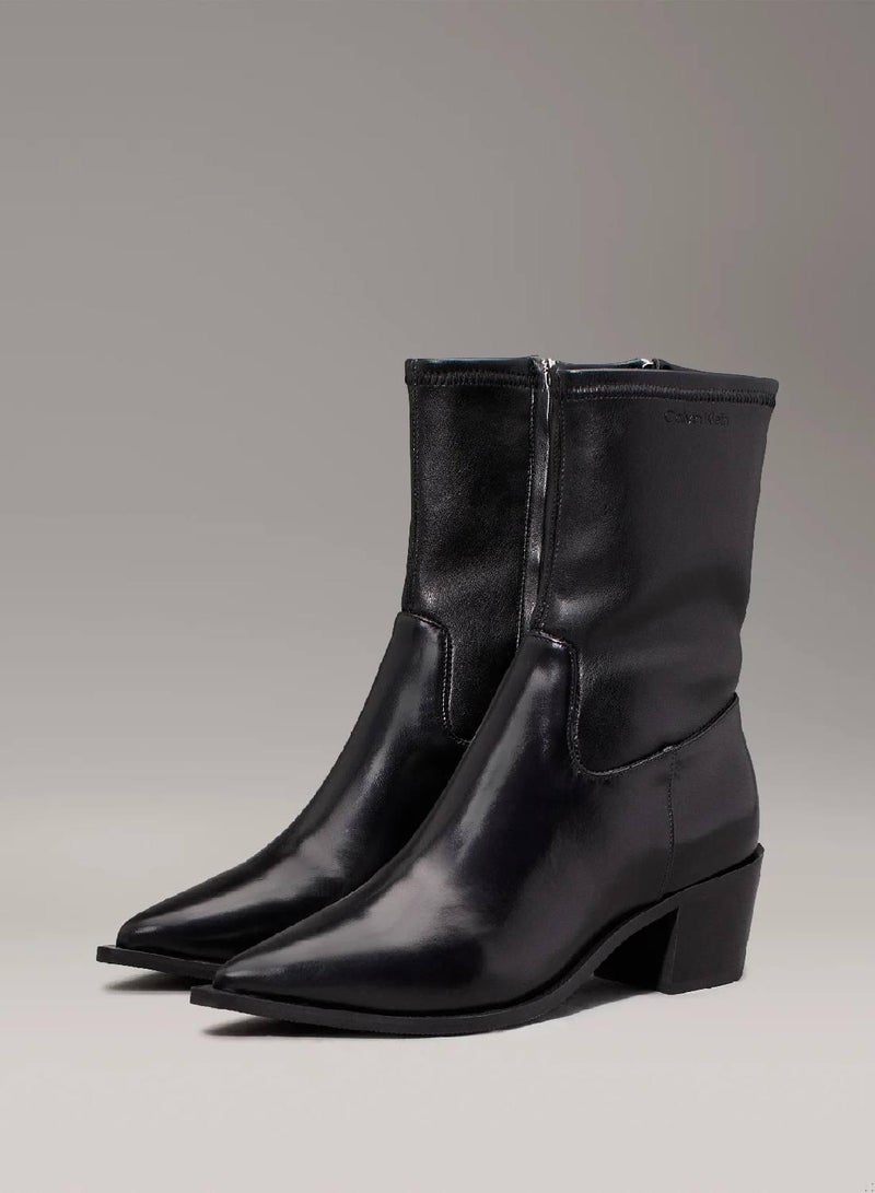 CALVIN KLEIN Leather Stretch Cowboy Boots - Image 2
