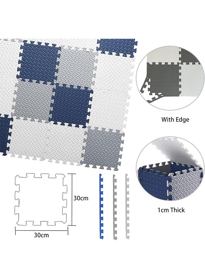 رات سو 16 قطعة من حصائر لعب الأطفال EVA إسفنجية بلاطات أرضية متداخلة للأطفال، حصائر صالة رياضية للحضانة وغرفة اللعب - Image 2