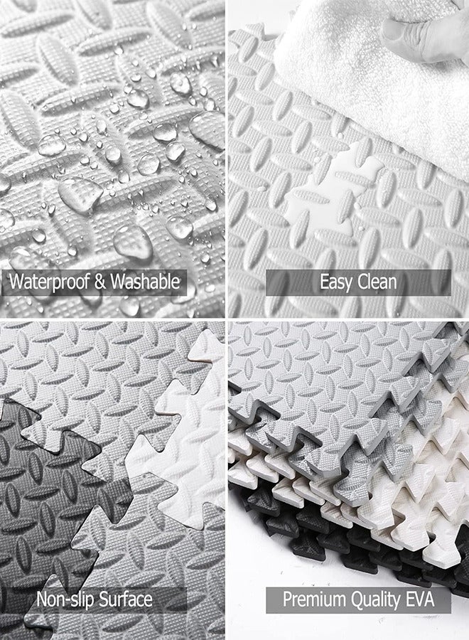 رات سو 16 قطعة من حصائر لعب الأطفال EVA إسفنجية بلاطات أرضية متداخلة للأطفال، حصائر صالة رياضية للحضانة وغرفة اللعب - Image 3