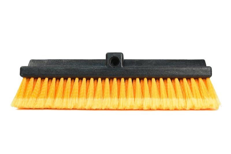 CarCarez 15" Flow-Thru Bi-Level Car Wash Brush Head Fits for RV Cleaning with Feather-Tip Bristles Orange - Image 1